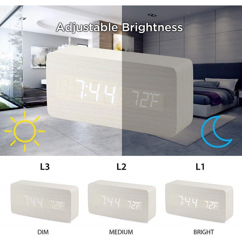 INF LED Digital Alarm Clock with USB Charging Port, Large