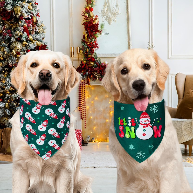 Agroon Christmas Dog Bandanas Large 3PCS, 6 Pattern Holiday Scarf