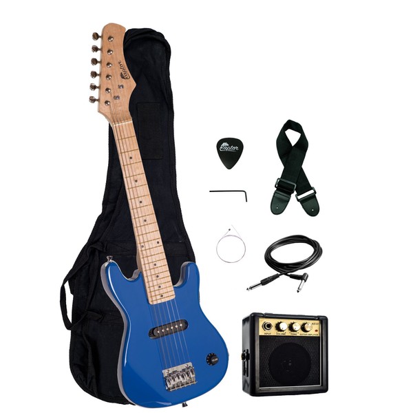 Raptor EP3 30" Kids 1/2 Size Electric Guitar Package with Portable 3W Amp, Gig Bag, Strap, Cable and Raptor Picks - BLUE
