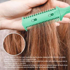 Soft 'N Style Haircut Razor Comb, 3 Pack - Double Sided Razor Hair Styling Scissors Comb, Split Ends Trimmer Styler for Thin and Thick Hair (Green, Metal, F, 3 Count)