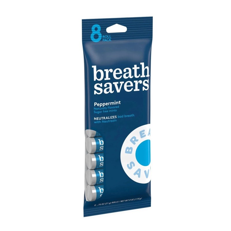 BREATH SAVERS Peppermint Flavored Sugar Free Breath Mints, Made with