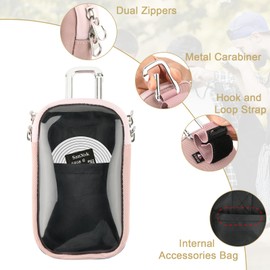TXEsign MP3 & MP4 Player Carry Case Bag with Clear Window Travel Carrying Case for 4" Touch Screen MP3 MP4 Player Case Storage Bag with Inner Pocket for Earphones, USB Cable, Memory Card (Peach Fuzz)