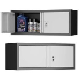 STEELIST Metal Garage Storage Cabinet, Locking Cabinet Wall Mounted, 12.8" H Floating Cabinet for Warehouse, Upper Tool Cabinet for Home Office, Basement, Kitchen, RV Organization