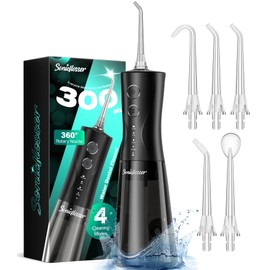 Portable Water Flosser for Teeth Pick - Cordless Electric Oral Irrigator for Adults & Sensitive Gums 300ML Braces Cleaning 5 Jet Tips, IPX7 Waterproof for Travel, Rechargeable BPA-Free 4 Modes