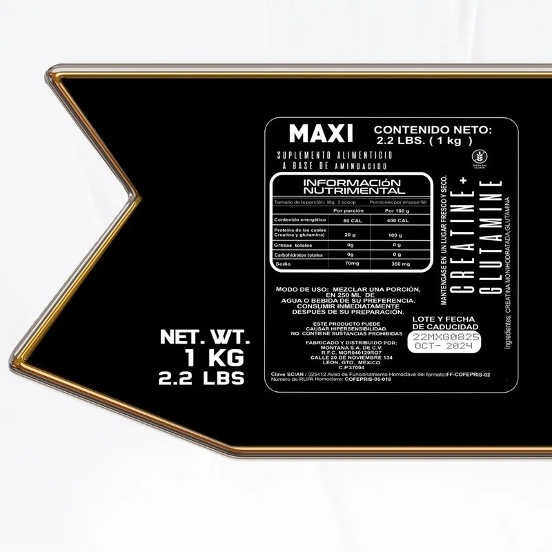 Creatina Glutamina Maxi Protein 1 Kg 50 Servicios