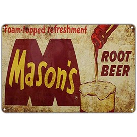 Mason's Foam Topped Refreshment Root Beer 8x12 Vintage Tin Sign Wall Decor Retro Metal Sign