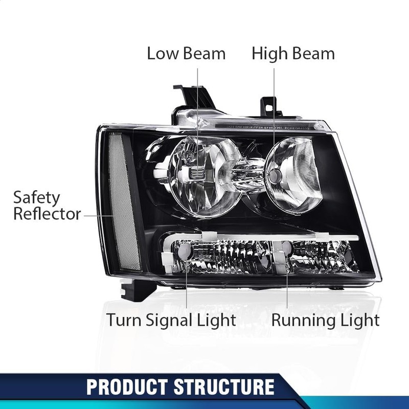 PIT66 Headlights Assembly Pair, Compatible with 2007-2014 Chevy Tahoe Suburban/2007-2013
