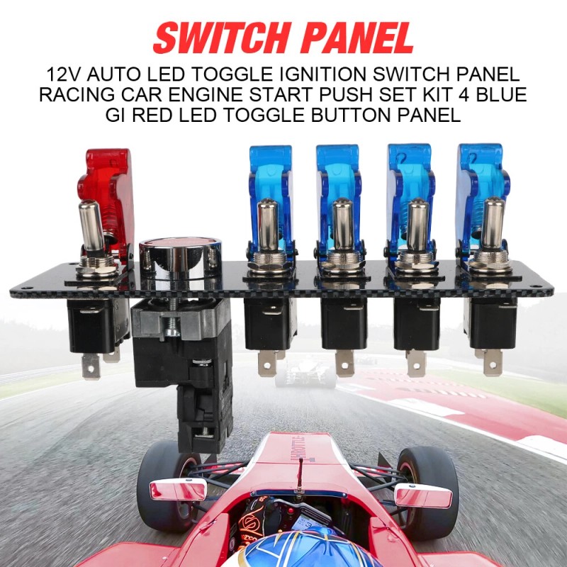 VEHITO Carbon Ignition Switch Panel Car Racing SwitchPanel with LED