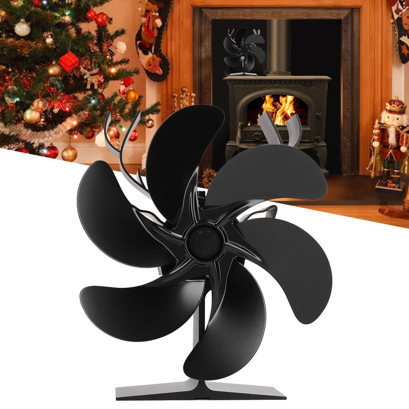 Wood Stove Fan 6 Blades Heat Powered Burning Fireplace Fan