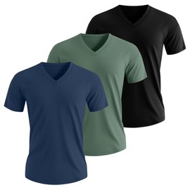 Evervibe 3 Pack Men's 95% Cotton Big and Tall Shirts V Neck L-5xl Plus Size Short Sleeve Soft Casual 2025 Summer Tee(Black, Haze Blue, Green,3XL)