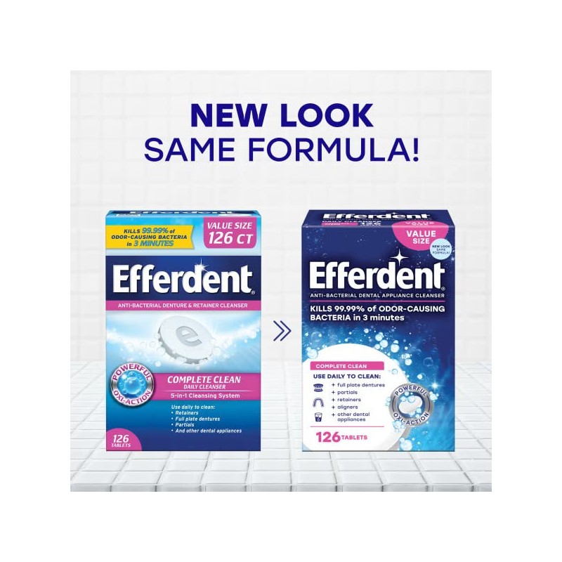 Efferdent Original Anti-Bacterial Denture Cleanser Tablets 126 ea (Pack of