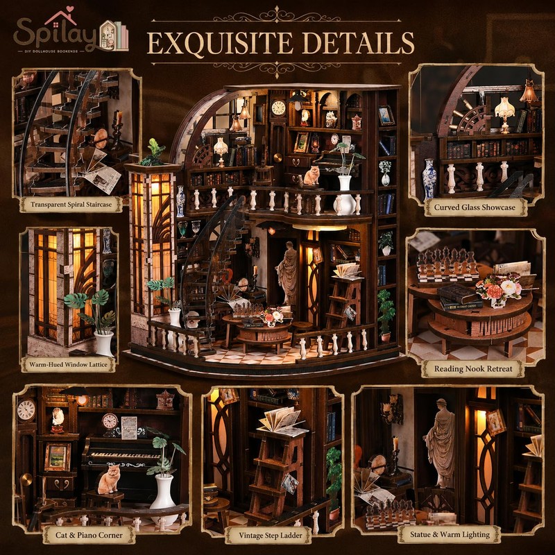 Spilay DIY Miniature House Kit for Adults, Miniature Dollhouse Kit