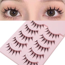 GRTUFOBA 5 Pairs False Eyelashes for Upper Eyelashes, Natural, Black Natural Axis, Soft Core, Ultra Lightweight, Soft, Handmade, Reusable, Thin Makeup