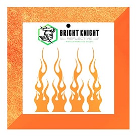 Flame Decals Reflective (2) 1.25"x5.25" Great for Helmets, Motorcycles, Computer Stickers, Phone, Tablet, Hard hat (Yellow Reflective)