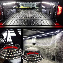 Pickup Truck Bed White LED Light Kit for Summer, 1 Set DC 12V 65W Car Interior Lighting Kit, IP65 Waterproof LED Underglow Light Strip, Car Work light For Truck, SUV, Car Accessories