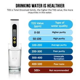 3-in-1 TDS Meter, 0-9990ppm Water Quality Tester with Titanium Probe Sensor, Digital ppm Tester for Home Aquariums Drinking Water Pool Travel Coffee Brewing Pet Care Emergency Survival Eco Car Wash