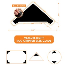 DEVOGUE® 16 PCS Anti-Slip Rug Pads – Dual-Sided Washable & Reusable Rug Pads, Non-Slip Carpet Corner Holders to Prevent Curling – Strong Adhesive Rug Tape for Hardwood, Tile & Laminate Floors