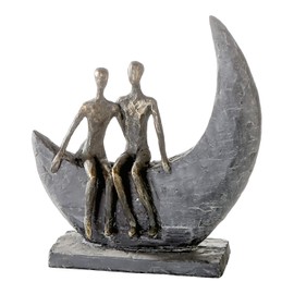 Sculpture Moon Poly, Bronze-Coloured, 23.5 cm