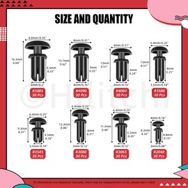 Hilitchi 240Pcs 2mm 3mm 3.5mm 4mm 5mm Nylon Rivets Push Clip Fasteners Rivet Car Rivets Fasteners Bumper Fastener Push Rivet Clip Screws Assortment Kit for Automotive Fitting Bumper