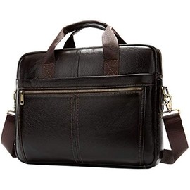 Leather Business Briefcase Messenger Bag Handbag for Men Travel Work Office 14 Inch Computer Crossbody Shoulder Pack Pouch