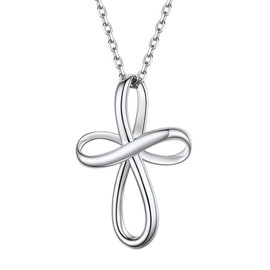PROSILVER Damen-Halskette mit Anhänger Unendlichkeitskreuz, aus Sterling-Silber 925, mit feiner, verstellbarer Kette, 45 cm + 5 cm, Kein Edelstein