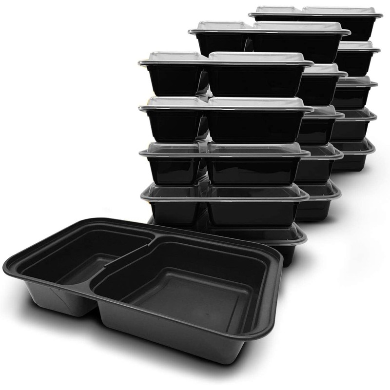 AMD Nexus [20 Pack, 32oz] 2 Compartment Plastic Meal Prep