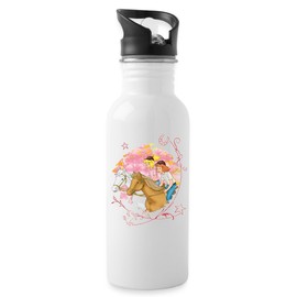 Spreadshirt Bibi And Tina Competition In The Forest Water Bottle With Straw, 600 ml, White