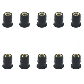 10 Pieces Rubber Well Nut M5 Well Nuts Motorcycle Fairing Fasteners Motorcycle Windshield Screws Motorcycle Windscreen Nuts Motorcycle Windscreen Brass Nut(Black, M5 Convex Type)