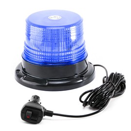 PKINGLAKE Blue LED Beacon Lights 12-24V Warning Safety Flashing Emergency Roadside Strobe Mini Light Bar with Magnetic Base for Snow Plow Truck Construction Vehicles Forklift Tractor Golf Carts 1-Pcs