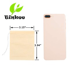 Tinkee Tea Filter Bags, Safe and Natural Material, Disposable Tea Infuser, Empty Tea Bag with Drawstring for Loose Leaf Tea, Set of 100（3.15 x 3.94 inch ） (Initial)