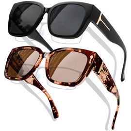 KANASTAL Polarized Sunglasses Large Frame UV400 Over Glasses Sun Glasses Women Men Fashion Wrap Around Black and Brown Shades