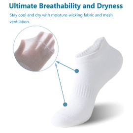 Irisbear White Ankle Socks for Women Running Athletic Low Cut Tab Socks Sports No Show Socks 6-Pairs White