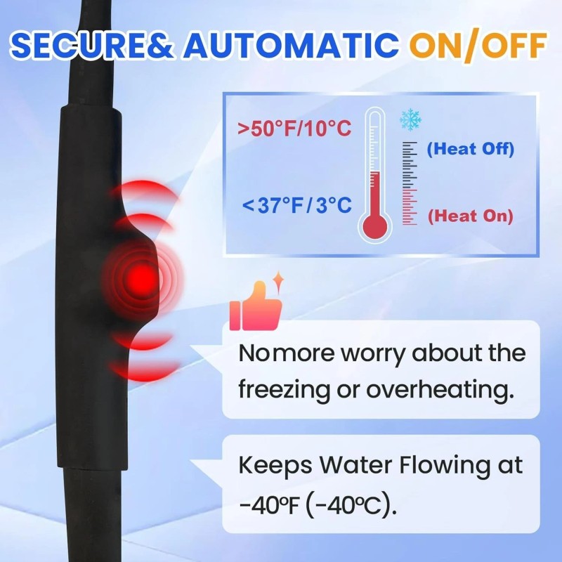 MAXKOSKO 12 Ft Water Pipe Heat Trace Kit with Thermostat