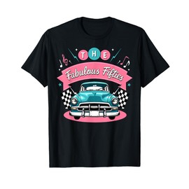 The Fifties 1950s Car Music Checkerboard Rockabilly Sock Hop T-Shirt