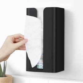 TITIROBA Tissue Case, Magnetic Tissue Box, Kitchen Paper, Paper Towel Holder, Tissue Storage, Magnet, Wall Hanging, Kitchen, Bath, Washstand, Black