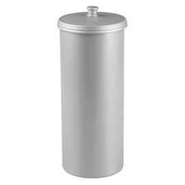 iDesign Freestanding Bathroom Toilet Paper Storage Holder with Lid for 3 Extra Rolls, Silver