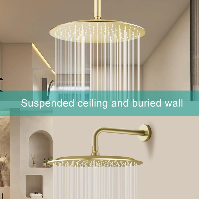 AULEEND All Metal Rain Shower Head - Heavy Duty Stainless