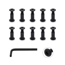 VictorsHome Screw Post, M6x12mm Hex Drive Binding Bolts and Barrel Nuts for Leather Wood Furniture, Fit for 5/16"(8mm) Hole Dia, Carbon Steel Black 10 Sets with 1pcs Allen Wrench