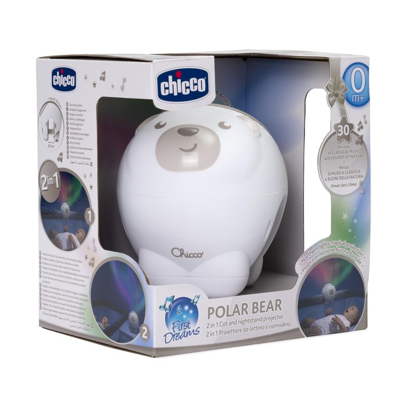 Chicco First Dreams Polar Bear Projector, 2-in-1 Cradle and Bed