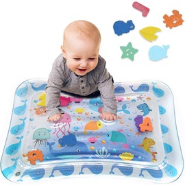 CARYWON Cojín de Agua Inflable, Tapete de Agua, Tummy Time, Tapetes Inflable de Agua, Juguetes Sensoriales Perfectos para el Desarrollo Temprano (Delfines)
