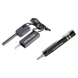 Captain Stag UG-3284 Fire Starter and Fire Starter Set, Flint, Magnesium Bellow, Blower, Telescopic, Length 4.3 - 18.9 inches (110 - 480 mm), Compact, Clip Included, Storage Bag Included, Black