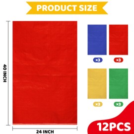 12Pcs Colorful Potato Sack Race Bags, Yard Games for Adults, Large Jump Sacks for Bean Bag Game Set Outside Yard Games