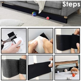 LOMSIOY Couch Gap Blocker Adjustable Bumper for Under Furniture with 19.5 Inch Adhesive Mounting Strap Avoid Things Sliding Under Furniture Bumper Stopper Guards for Bed Bottom (394 Inch Black)