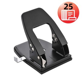 Eono(イオーノ) 穴あけパンチ 軽あけパンチ 金属製 小型 2穴 25枚 コンパクト 手帳 事務用（黒）