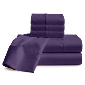 Neighbourhood Home 100% Real Certified Organic Cotton Bedsheet Set, King Size 6 Piece 1000 Thread Count Sheets Sets, Extra 24" Deep Pocket - Plum