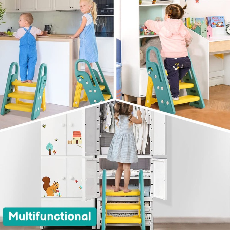 Onasti Foldable Toddler Step Stool for Bathroom Sink, Adjustable 3