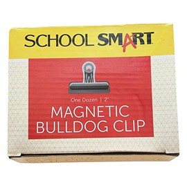 School Smart Rust Resistant Magnetic Clip, 2 in, Steel, Nickel Plated, Pack of 12