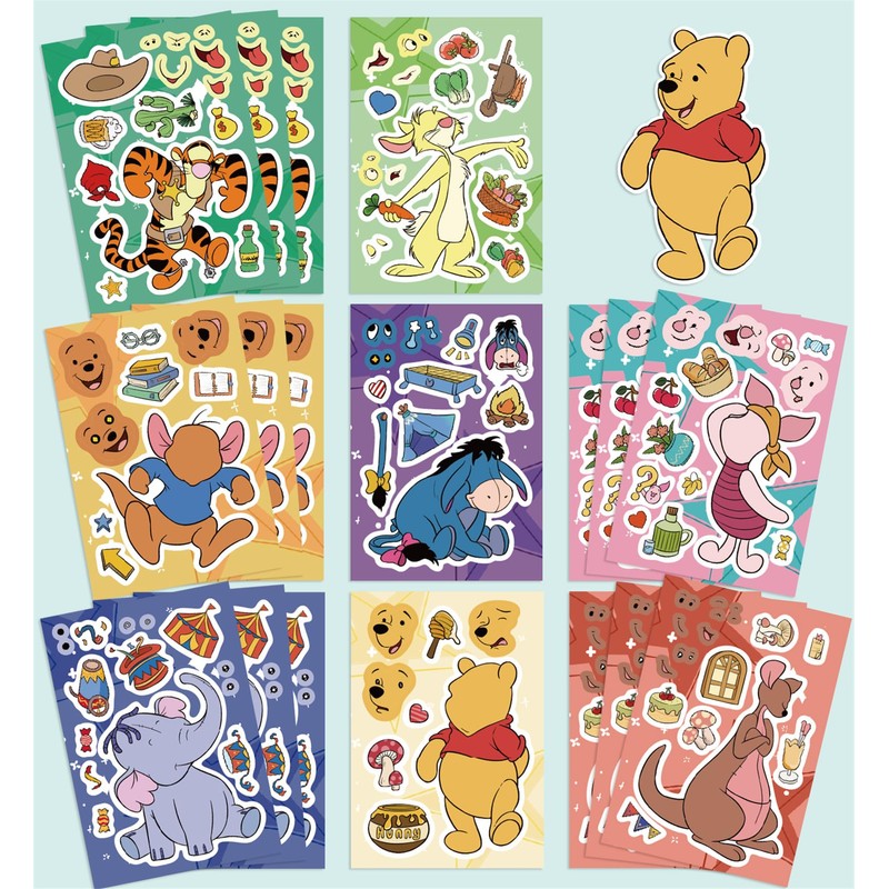 24 Sheets Make a Face Winnie Pooh Bear Stickers for