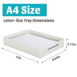 AZFUNN Letter-Size Tray Desk Letter Tray Paper Tray, Sturdy Heavy-Duty Plastic Printer Paper Tray, Single-Tier Stackable File Storage Organizer for Office Home (White)