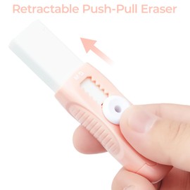 M&G 4 Pack Pencil Erasers Sliding Retractable Eraser, Soft Cute Erasers Push Pull Large Rubber Erasers for School Students Kids Office Home Supplies (Blue+Pink)